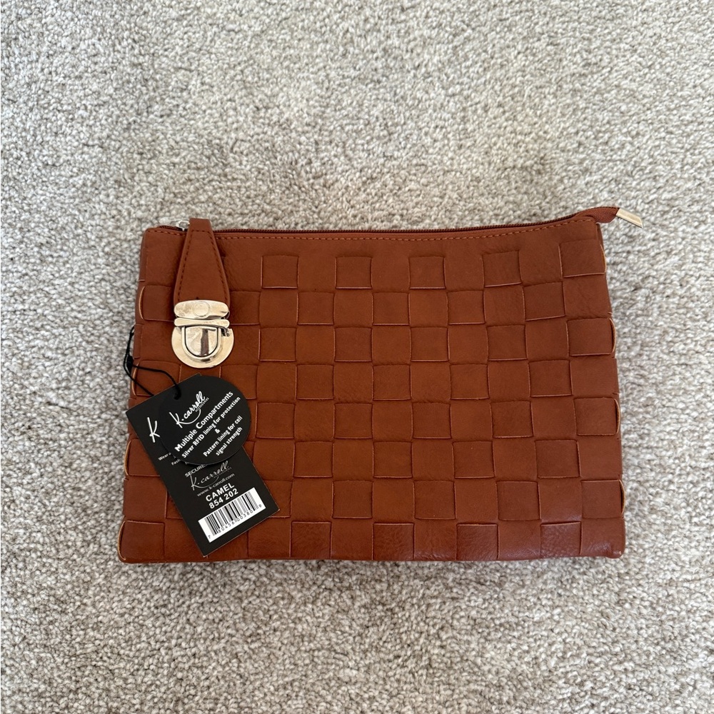 Brown Woven Clutch Bag